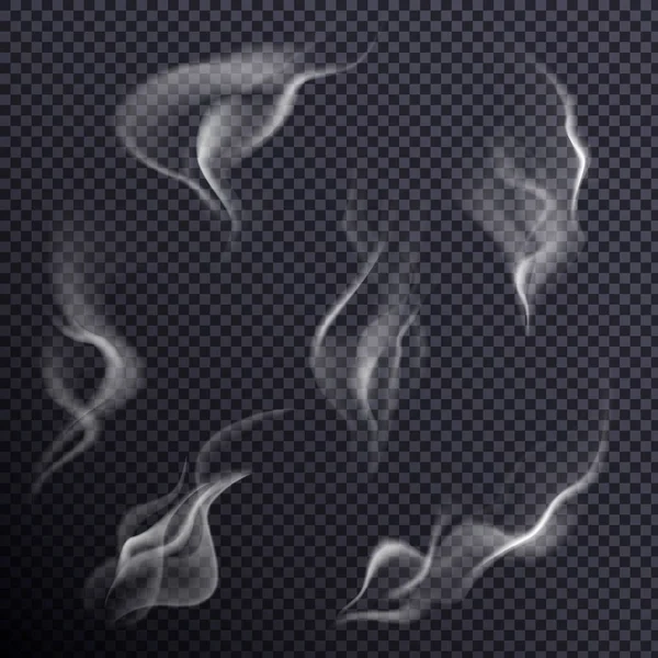 Set Smoke Isolated Transparent Background Stock Vector Illustration — Stock Vector