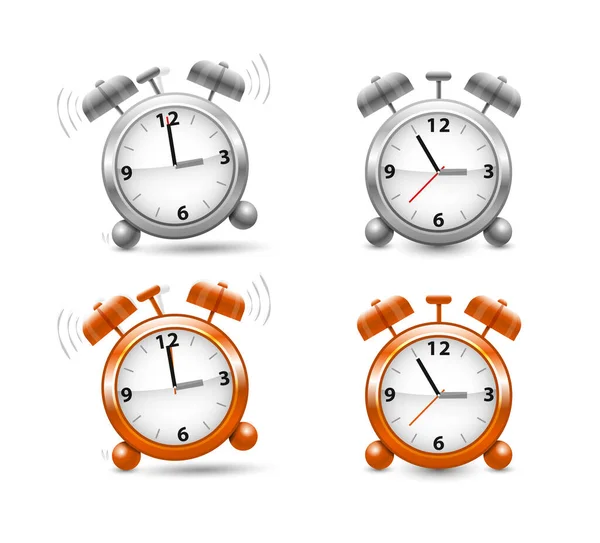 Ensemble Icônes Vectorielles Horloges Alarme Sur Fond Blanc Éléments Réalistes — Image vectorielle