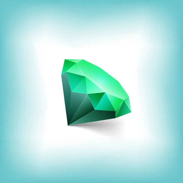 Ícone Diamante Vetorial Dos Desenhos Animados Cristal Verde Elemento Gráfico — Vetor de Stock