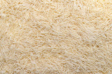 Dağılmış ve pişmemiş vermicelli dokusu. Hamur işi deseni, yemek arkaplanı, doku fikri
