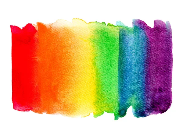 Watercolor rainbow painting backdrop. LGBT the rainbow pride banner bright illustration isolated on white background.Set of colorful brush stroke red,orange,yellow,green,blue,purple bright watercolor.