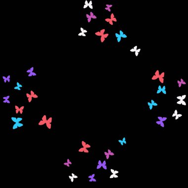 Renkli Kelebeklerle Yaz Arkaplanı. Basit Kadınsı Kart, Davetiye, Yazdırma Kalıbı. Güzel Kelebek Siluetleriyle Moda Dekorasyonu. Mot ile Vektör Arkaplanı