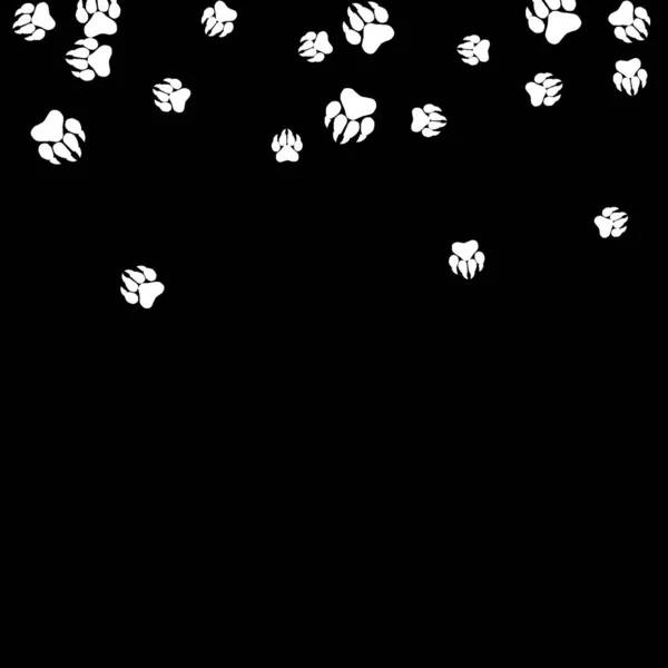 Monochrome Honden Voetafdrukken Zwart Wit Afdrukken Van Poten Met Grote — Stockvector