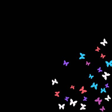 Renkli Kelebeklerle Yaz Arkaplanı. Basit Kadınsı Kart, Davetiye, Yazdırma Kalıbı. Güzel Kelebek Siluetleriyle Moda Dekorasyonu. Güve ile Vektör Arkaplanı