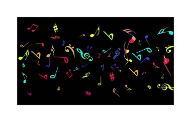 Müzikal İşaretler Notlarla Modern Arkaplan. Müzikal Poster için Vektör Elemanı