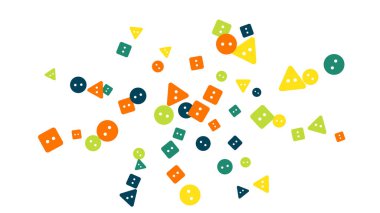 Renkli düğmeleri olan şenlikli bir arka plan. Posta kartı, baskı, afiş ya da poster modası. Vektör