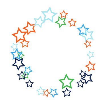 Neşeli Düşen Renkli Yıldızlar Konfeti Vektör Arkaplanı. 