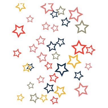 Renkli Yıldızlar Konfeti, Gizemli Parlak Vektör Arkaplanı. Parlak Sihirli Parıltı, Işıklar. Reklamlar, posterler için Düşen Renkli Yıldızlar Konfeti.