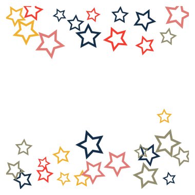 Renkli Yıldızlar Konfeti, Gizemli Parlak Vektör Arkaplanı. Parlak Sihirli Parıltı, Işıklar. Reklamlar, posterler için Düşen Renkli Yıldızlar Konfeti.