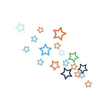 Renkli Yıldızlar Konfeti, Gizemli Parlak Vektör Arkaplanı. Parlak Sihirli Parıltı, Işıklar. Reklamlar, posterler için Düşen Renkli Yıldızlar Konfeti.