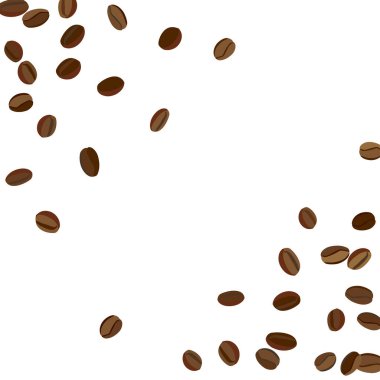 Yazdırma, Poster ve Kart için Kahve Fasulyesi ile arka plan. Kafe ya da Kafe Dekorasyonu için Taze Sabah Modeli. Basit Kaba Motif.