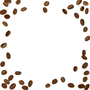 Yazdırma, Poster ve Kart için Kahve Fasulyesi ile arka plan. Kafe ya da Kafe Dekorasyonu için Taze Sabah Modeli. Basit Kaba Motif.