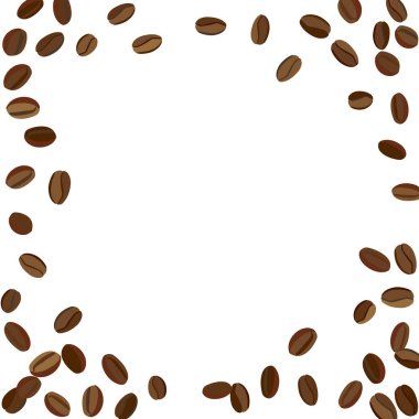 Yazdırma, Poster ve Kart için Kahve Fasulyesi ile arka plan. Kafe ya da Kafe Dekorasyonu için Taze Sabah Modeli. Basit Kaba Motif.