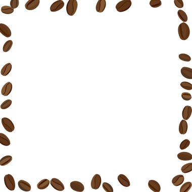 Yazdırma, Poster ve Kart için Kahve Fasulyesi ile arka plan. Kafe ya da Kafe Dekorasyonu için Taze Sabah Modeli. Basit Kaba Motif.