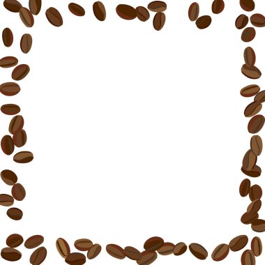 Yazdırma, Poster ve Kart için Kahve Fasulyesi ile arka plan. Kafe ya da Kafe Dekorasyonu için Taze Sabah Modeli. Basit Kaba Motif.