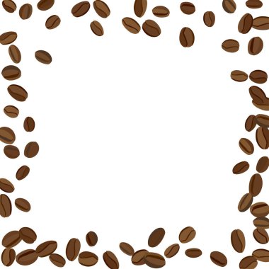 Yazdırma, Poster ve Kart için Kahve Fasulyesi ile arka plan. Kafe ya da Kafe Dekorasyonu için Taze Sabah Modeli. Basit Kaba Motif.