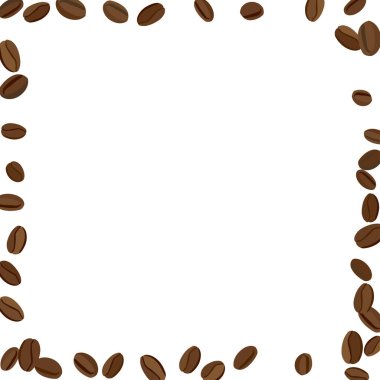 Yazdırma, Poster ve Kart için Kahve Fasulyesi ile arka plan. Kafe ya da Kafe Dekorasyonu için Taze Sabah Modeli. Basit Kaba Motif.