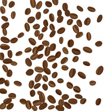 Yazdırma, Poster ve Kart için Kahve Fasulyesi ile arka plan. Kafe ya da Kafe Dekorasyonu için Taze Sabah Modeli. Basit Kaba Motif.