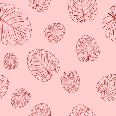 Kusursuz bir doku. Pembe arka planda egzotik yapraklar