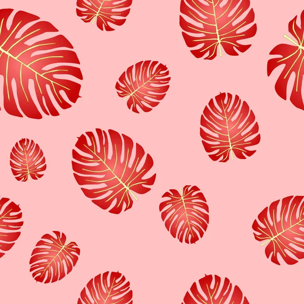 Textura Perfecta Hojas Exóticas Sobre Fondo Rosa — Vector de stock