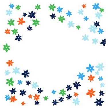 Tebrik kartı ya da poster için Basit Küçük Çiçeklerle kadınsı çiçek deseni. Bahar veya Yaz Tasarımı için Vektör Arkaplanı.