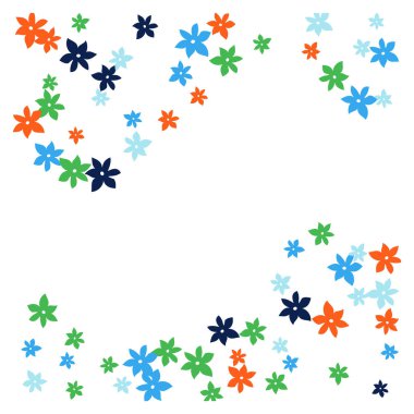 Tebrik kartı ya da poster için Basit Küçük Çiçeklerle kadınsı çiçek deseni. Bahar veya Yaz Tasarımı için Vektör Arkaplanı.