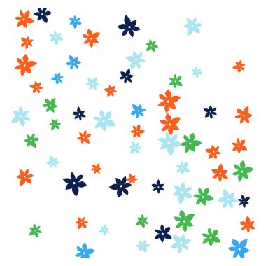 Tebrik kartı ya da poster için Basit Küçük Çiçeklerle kadınsı çiçek deseni. Bahar veya Yaz Tasarımı için Vektör Arkaplanı.