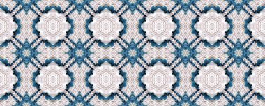 Etnik mavi desen. Geometri tarzı. Suluboya fayans. Kusursuz desen. Renkli bir antika geçmişi var. Organik tasarım. Kusursuz bir doku. Halk tasarımı.