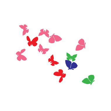 Renkli Kelebeklerle Yaz Arkaplanı. Güve ile Vektör Arkaplanı