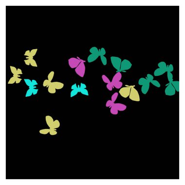 Renkli Kelebeklerle Yaz Arkaplanı. Güve ile Vektör Arkaplanı