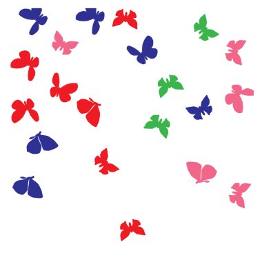 Renkli Kelebeklerle Yaz Arkaplanı. Güve ile Vektör Arkaplanı