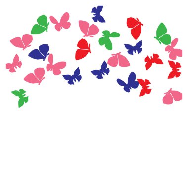 Renkli Kelebeklerle Yaz Arkaplanı. Güve ile Vektör Arkaplanı