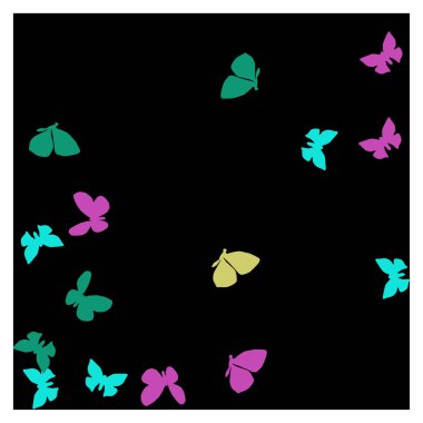 Renkli Kelebeklerle Yaz Arkaplanı. Güve ile Vektör Arkaplanı