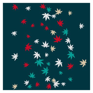 Tebrik kartı ya da poster için basit küçük yaprakları olan sevimli bitkisel desenler. Bahar veya yaz tasarımı için vektör arkaplanı