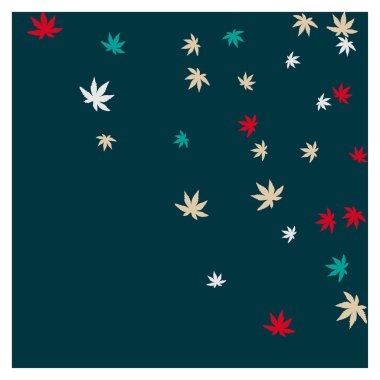 Tebrik kartı ya da poster için basit küçük yaprakları olan sevimli bitkisel desenler. Bahar veya yaz tasarımı için vektör arkaplanı