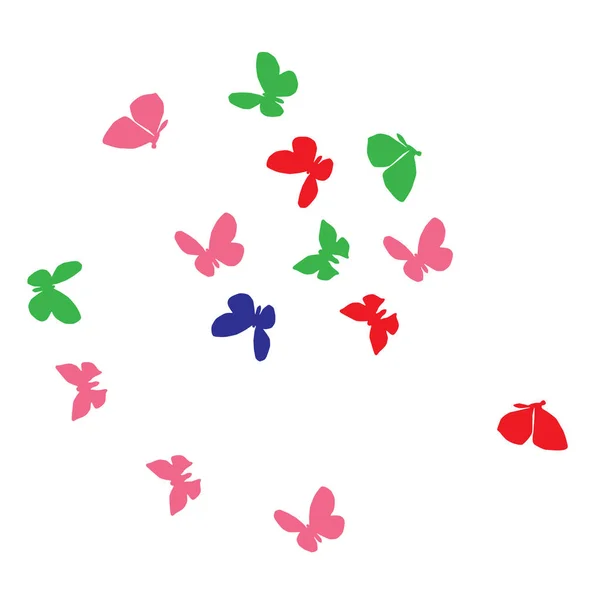 有彩色蝴蝶的夏天背景 有蛾的病媒背景 — 图库矢量图片