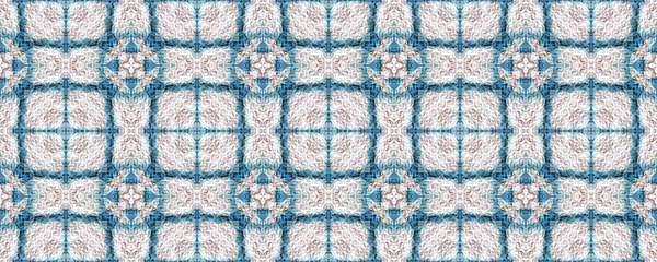 Етнічний Синій Візерунок Стиль Геометрії Акварельна Плитка Безшовні Візерунки Барвистий — стокове фото