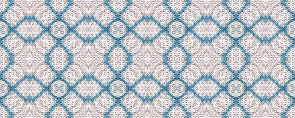 Modèle Bleu Ethnique Style Géométrique Tuile Aquarelle Modèle Sans Couture — Photo