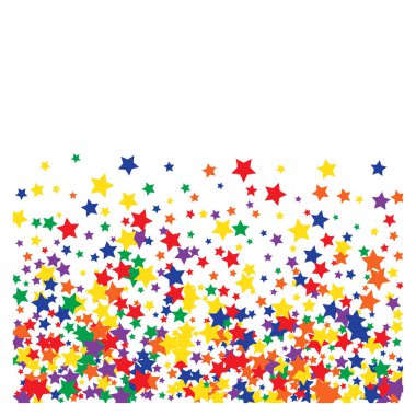 Renkli Yıldızlar Konfeti, Gizemli Parlak Vektör Arkaplanı. Parlak Sihirli Parıltı, Işıklar. Reklamlar, posterler için Düşen Renkli Yıldızlar Konfeti. 