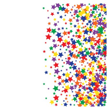 Neşeli Düşen Renkli Yıldızlar Konfeti Vektör Arkaplanı. 