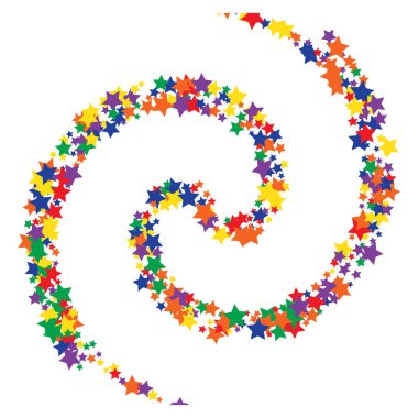 Neşeli Düşen Renkli Yıldızlar Konfeti Vektör Arkaplanı. 