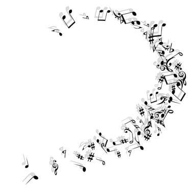 Müzikal İşaretler Notlarla Modern Arkaplan. Müzikal Poster için Vektör Elemanı