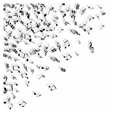 Müzikal İşaretler Notlarla Modern Arkaplan. Müzikal Poster için Vektör Elemanı