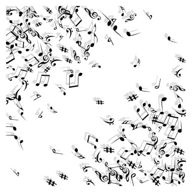 Müzikal İşaretler Notlarla Modern Arkaplan. Müzikal Poster için Vektör Elemanı