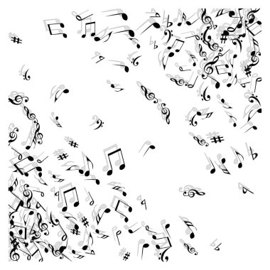 Müzikal İşaretler Notlarla Modern Arkaplan. Müzikal Poster için Vektör Elemanı
