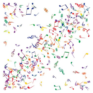 Müzikal İşaretler Notlarla Modern Arkaplan. Müzikal Poster için Vektör Elemanı