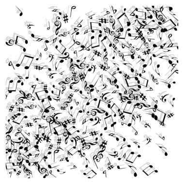 Müzikal İşaretler Notlarla Modern Arkaplan. Müzikal Poster için Vektör Elemanı