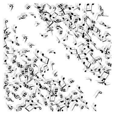 Müzikal İşaretler Notlarla Modern Arkaplan. Müzikal Poster için Vektör Elemanı