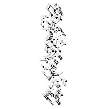 Müzikal İşaretler Notlarla Modern Arkaplan. Müzikal Poster için Vektör Elemanı