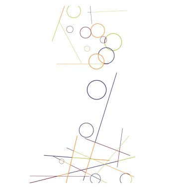 Geometrik Memphis Geçmişi. Kartpostal, Yazdırma, Banner ya da Poster için Basit Desen. Yüzükler ve Satırlarla Modern Soyut Arkaplan. 